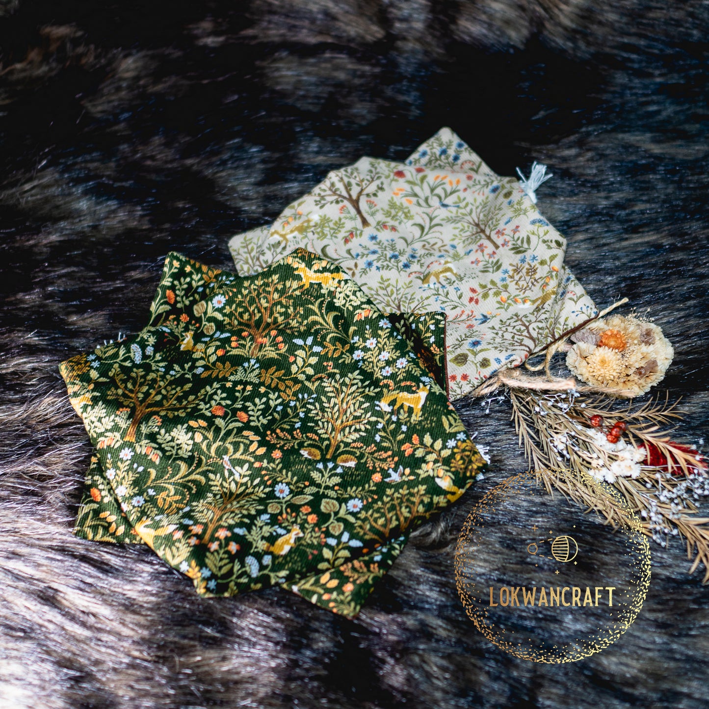 手工製骰袋 - 森林密語系列 (大) Handcrafted Dice pouch - Forest Whisper (L)