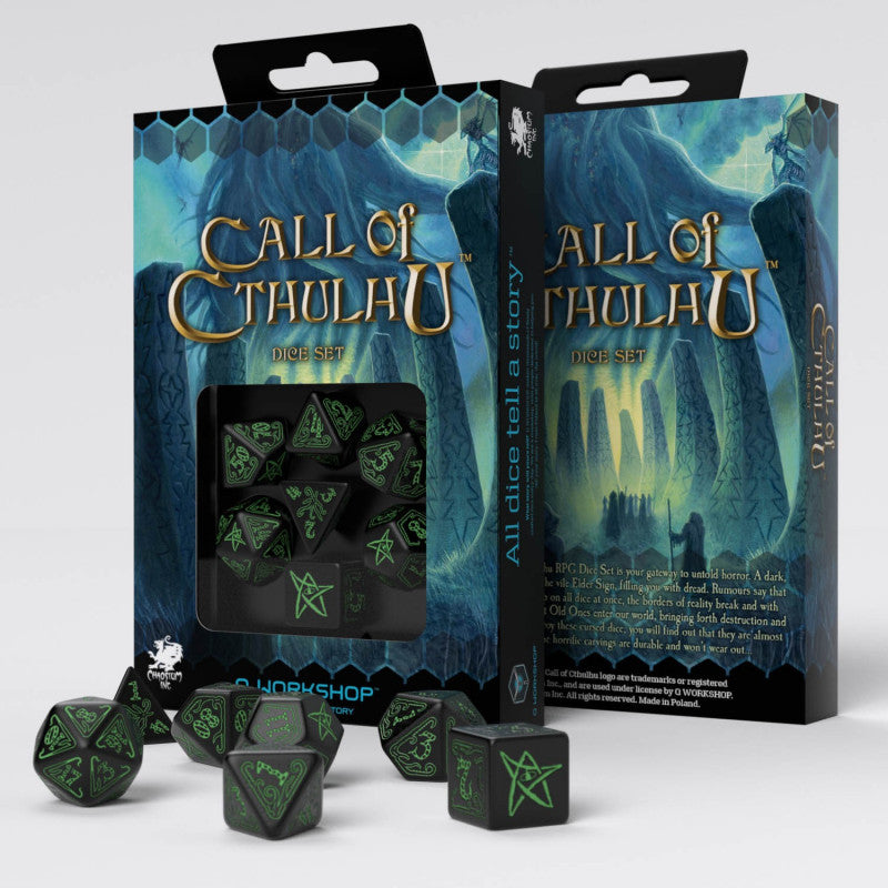 Call of Cthulhu Black & green Dice Set (Preorder)