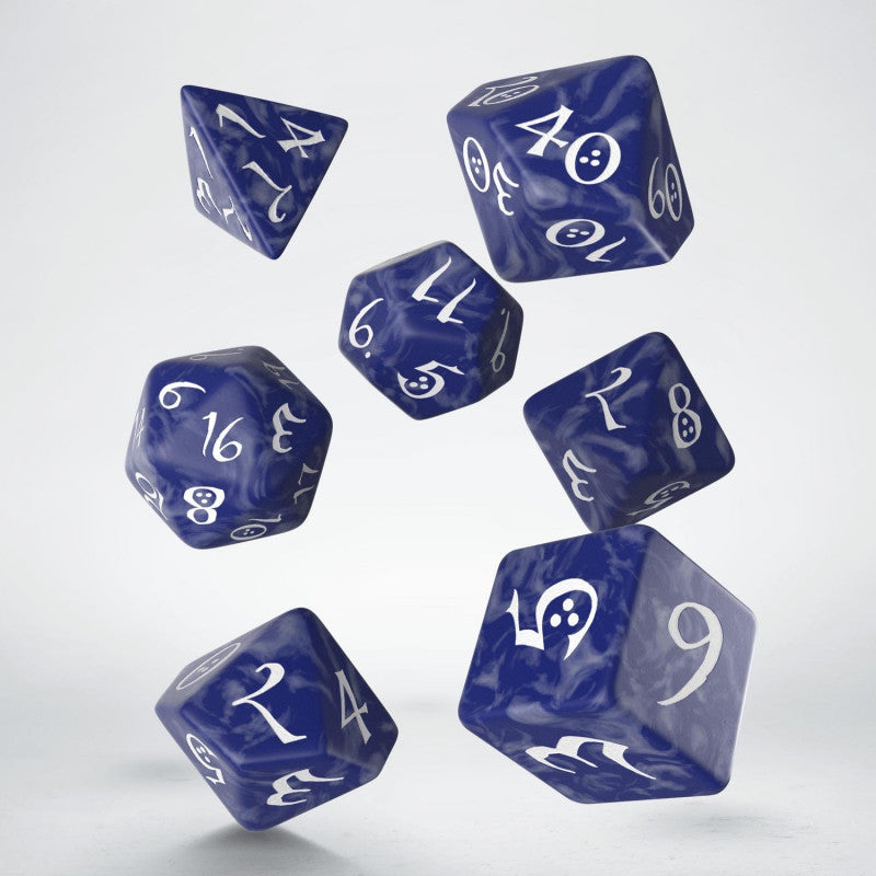 Classic RPG Dice Set - Cobalt & white