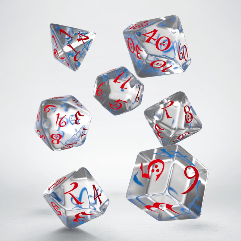 Classic RPG Dice Set - Translucent & blue-red