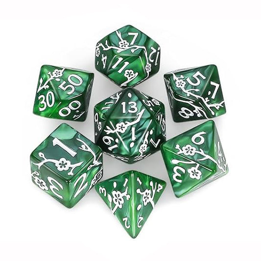 梅花雕刻花紋骰子 - 綠色（附骰袋 - 龍）
