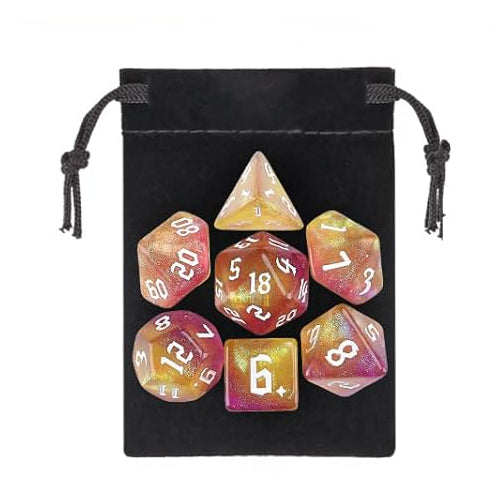 混色閃亮星光骰子 - 黃色混紫色（附骰袋）