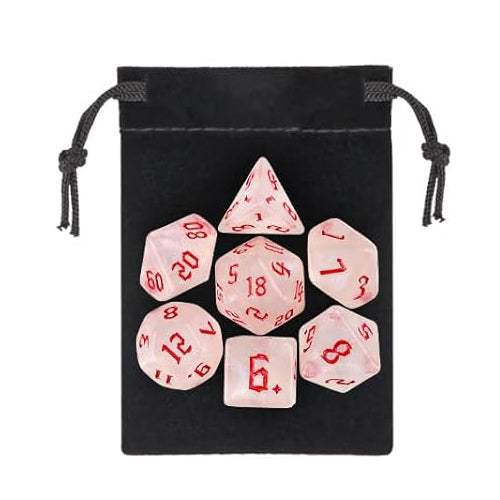 混色閃亮星光骰子 - 白玉粉紅色（附骰袋）