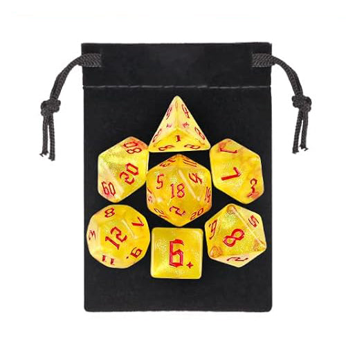 混色閃亮星光骰子 - 黃色（附骰袋）