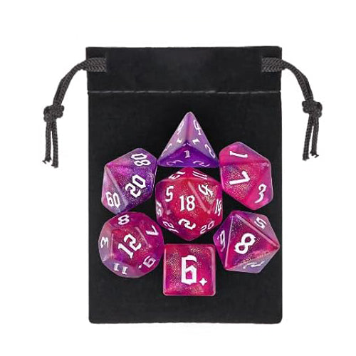 混色閃亮星光骰子 - 紫紅色（附骰袋）