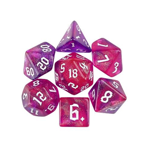混色閃亮星光骰子 - 紫紅色（附骰袋）