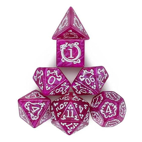 東方龍雕刻花紋骰子 - 紫色（附骰袋）