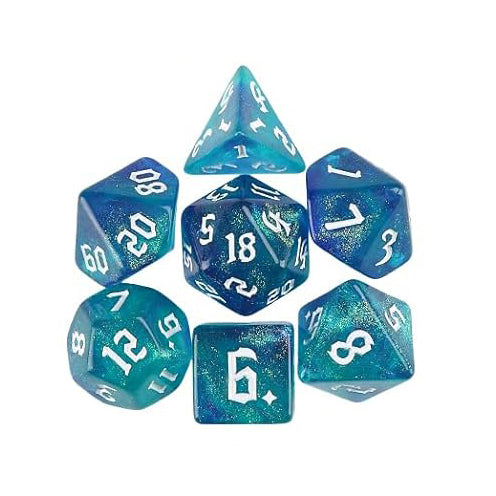 混色閃亮星光骰子 - 深藍綠色（附骰袋）