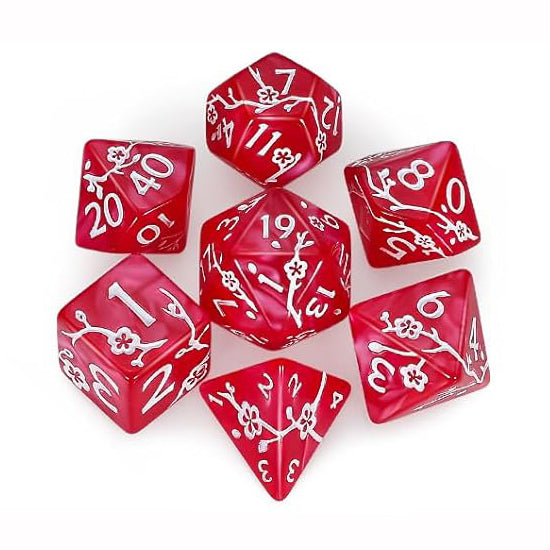 梅花雕刻花紋骰子 - 紅色（附骰袋 - 狼）