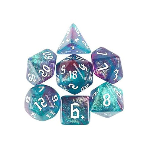 混色閃亮星光骰子 - 藍色混紫色（附骰袋）