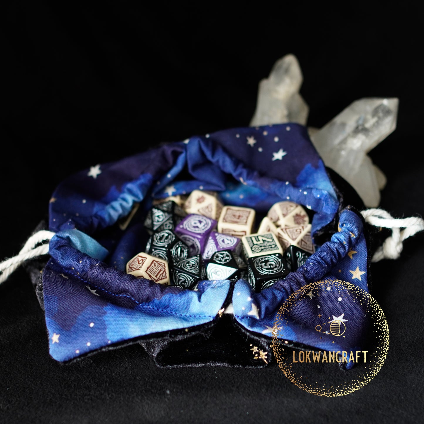 手工製骰袋 - 星空系列 (大) Handcrafted Dice pouch - Starry Sky (L)