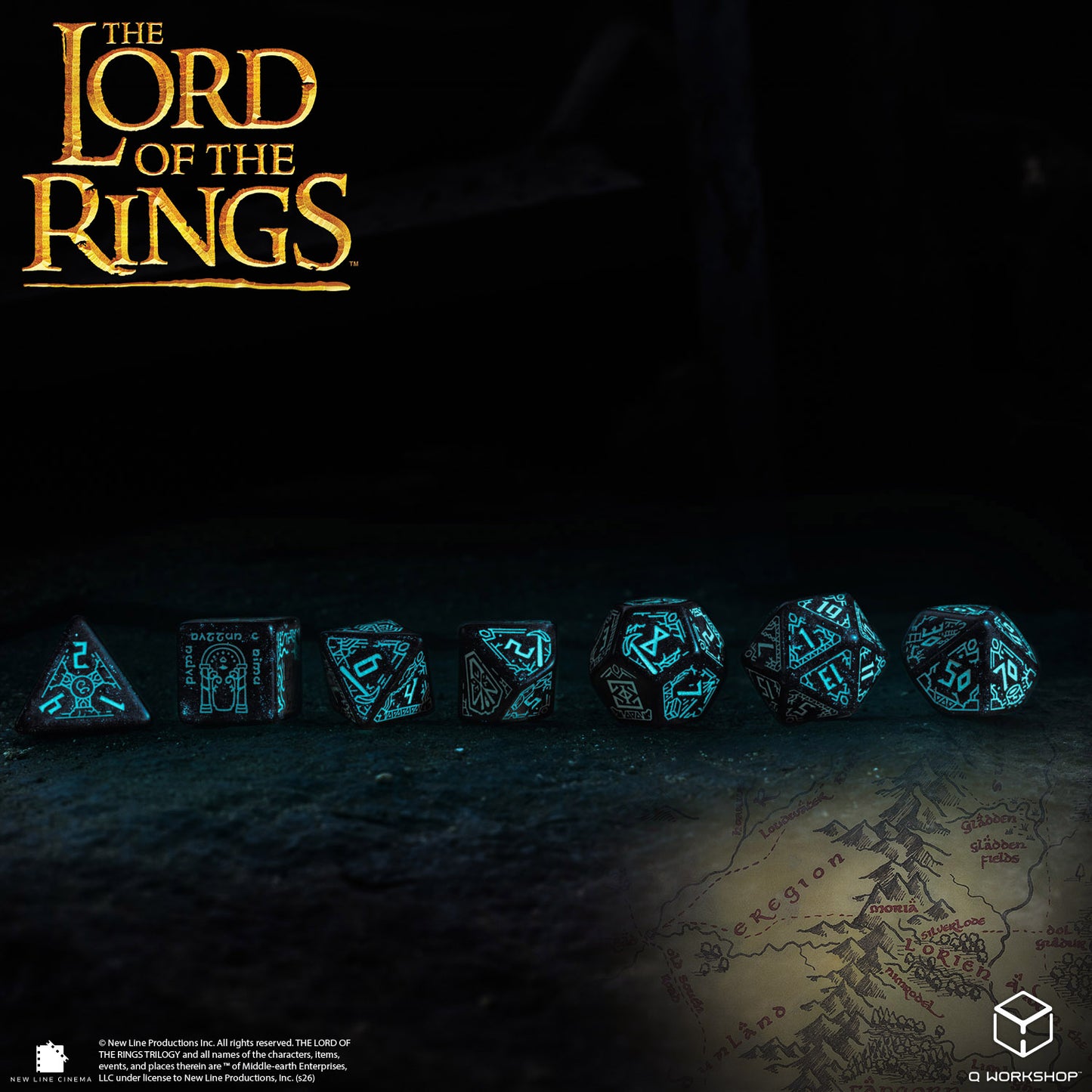 The Lord of the Rings: Moria - Glow in the dark Dice Set (Preorder)