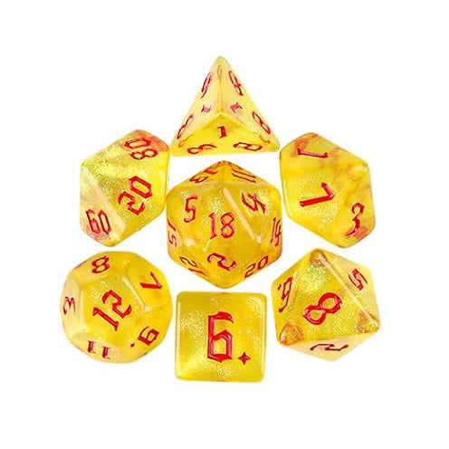 混色閃亮星光骰子 - 黃色（附骰袋）