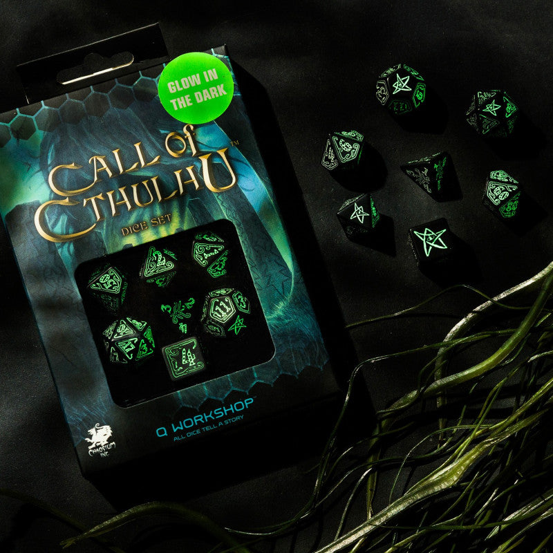 Call of Cthulhu Dice Black & glow-in-the-dark Dice Set (Preorder)