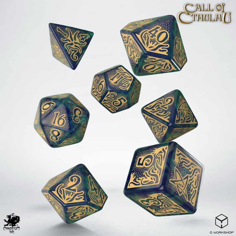 Call of Cthulhu 7th Edition - Blue-green & Gold Dice Set (Preorder)