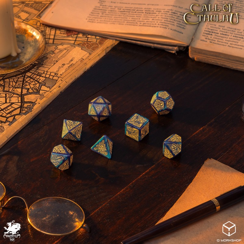 Call of Cthulhu 7th Edition - Blue-green & Gold Dice Set (Preorder)