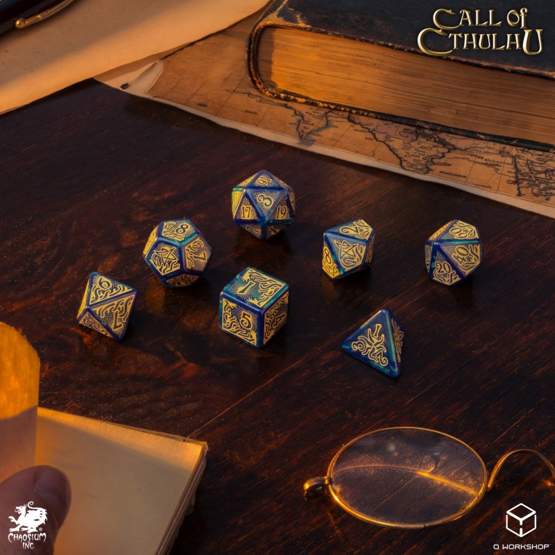 Call of Cthulhu 7th Edition - Blue-green & Gold Dice Set (Preorder)