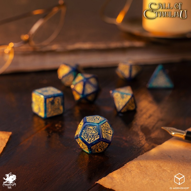 Call of Cthulhu 7th Edition - Blue-green & Gold Dice Set (Preorder)