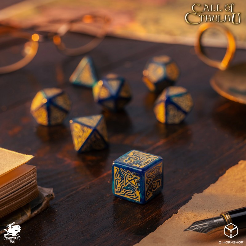 Call of Cthulhu 7th Edition - Blue-green & Gold Dice Set (Preorder)