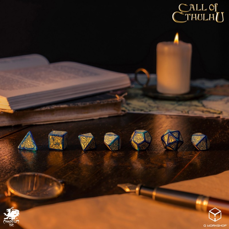 Call of Cthulhu 7th Edition - Blue-green & Gold Dice Set (Preorder)