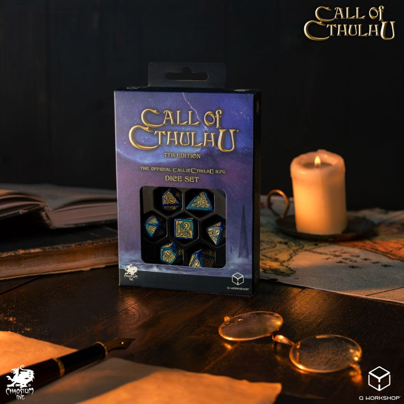 Call of Cthulhu 7th Edition - Blue-green & Gold Dice Set (Preorder)