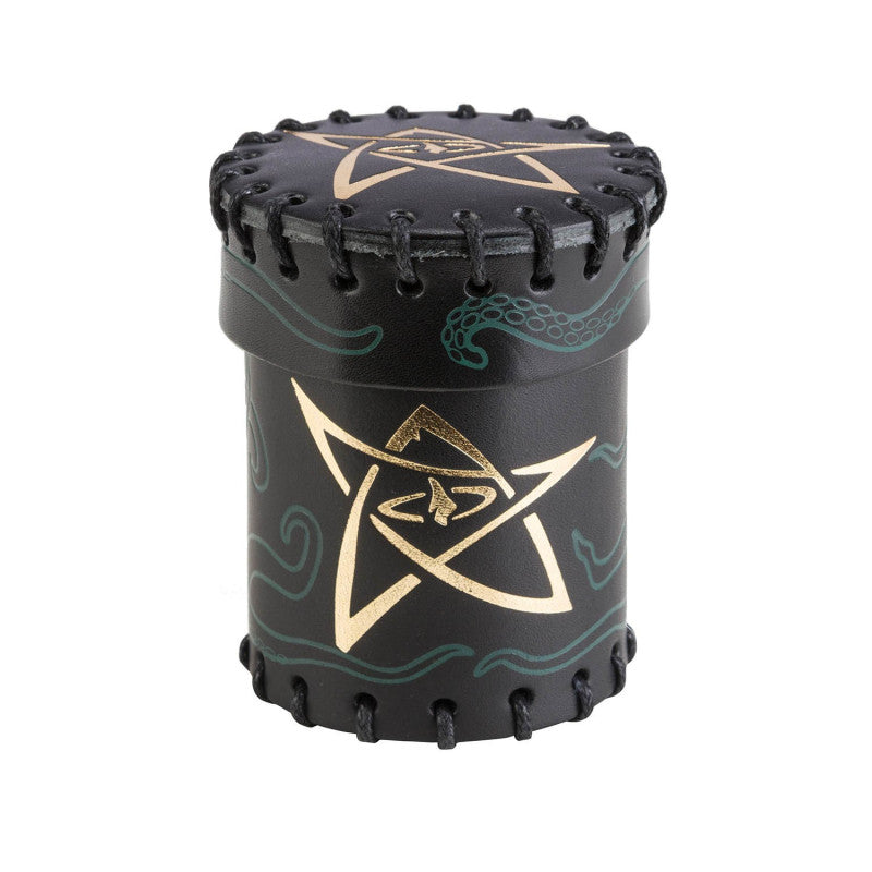 Call of Cthulhu Black & green-golden Leather Dice Cup (Preorder)
