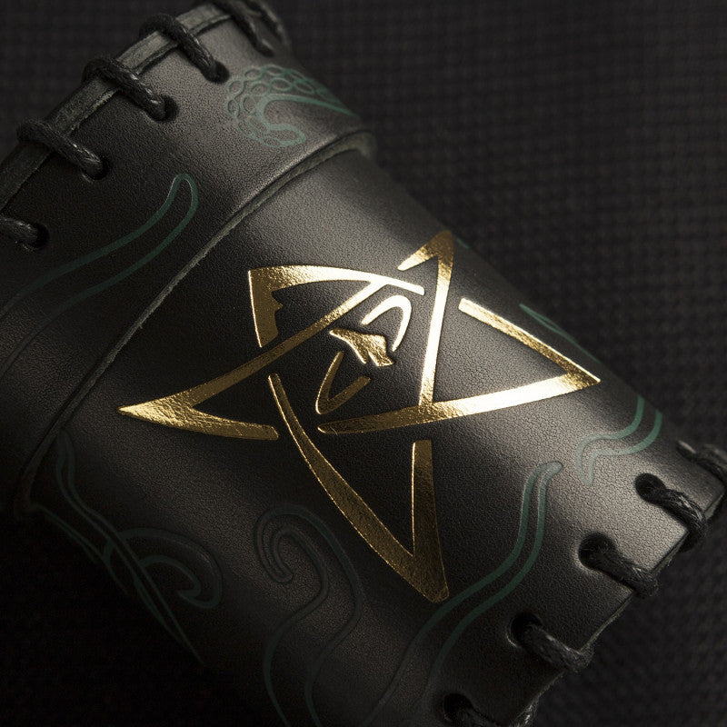 Call of Cthulhu Black & green-golden Leather Dice Cup (Preorder)