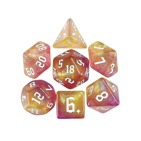 混色閃亮星光骰子 - 黃色混紫色（附骰袋）