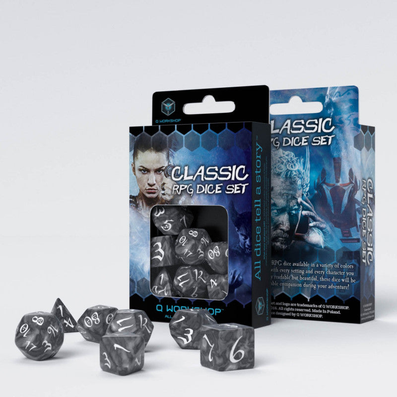 Classic RPG Smoky & white Dice Set (Preorder)