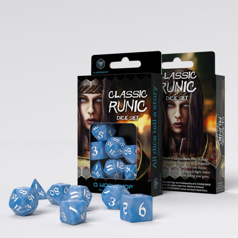 Classic Runic Glacier & white Dice Set (Preorder)