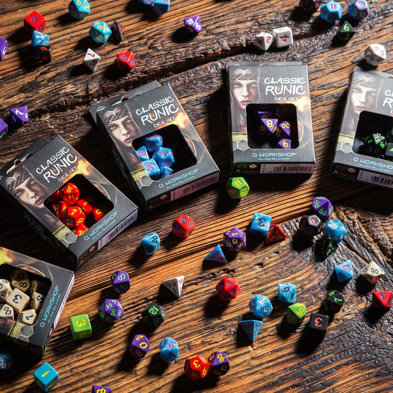 Classic Runic Glacier & white Dice Set (Preorder)