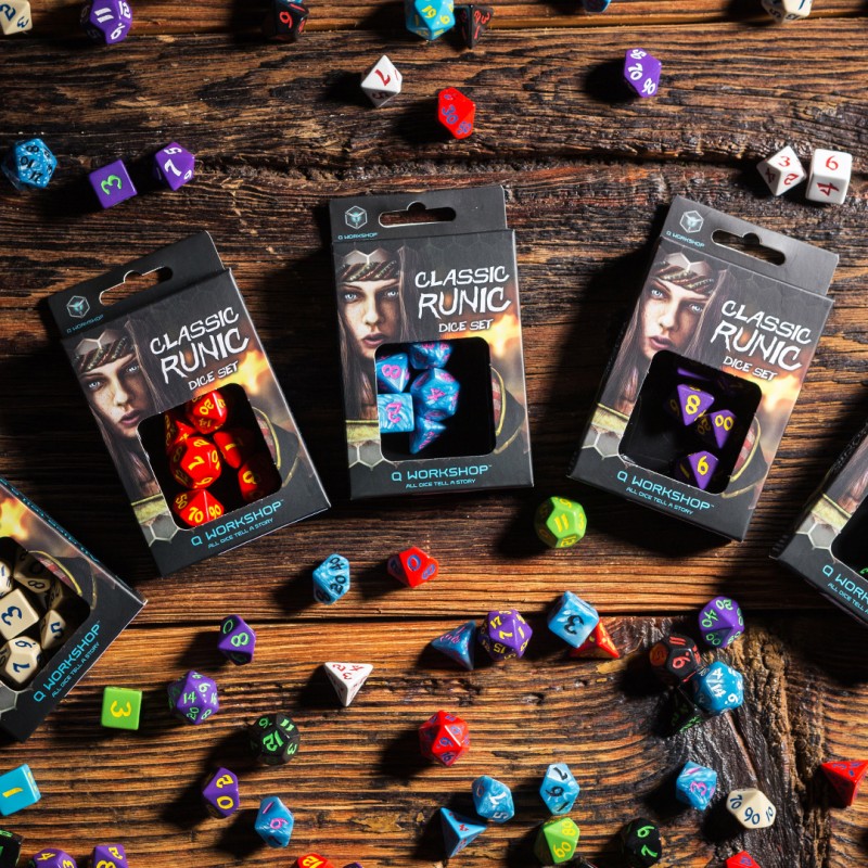 Classic Runic Glacier & white Dice Set (Preorder)