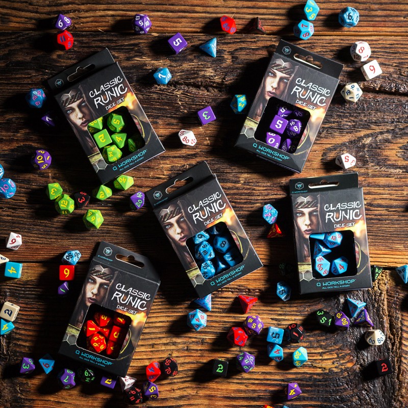 Classic Runic Glacier & white Dice Set (Preorder)