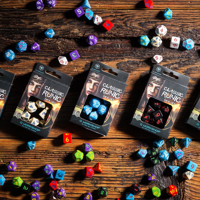 Classic Runic Glacier & white Dice Set (Preorder)