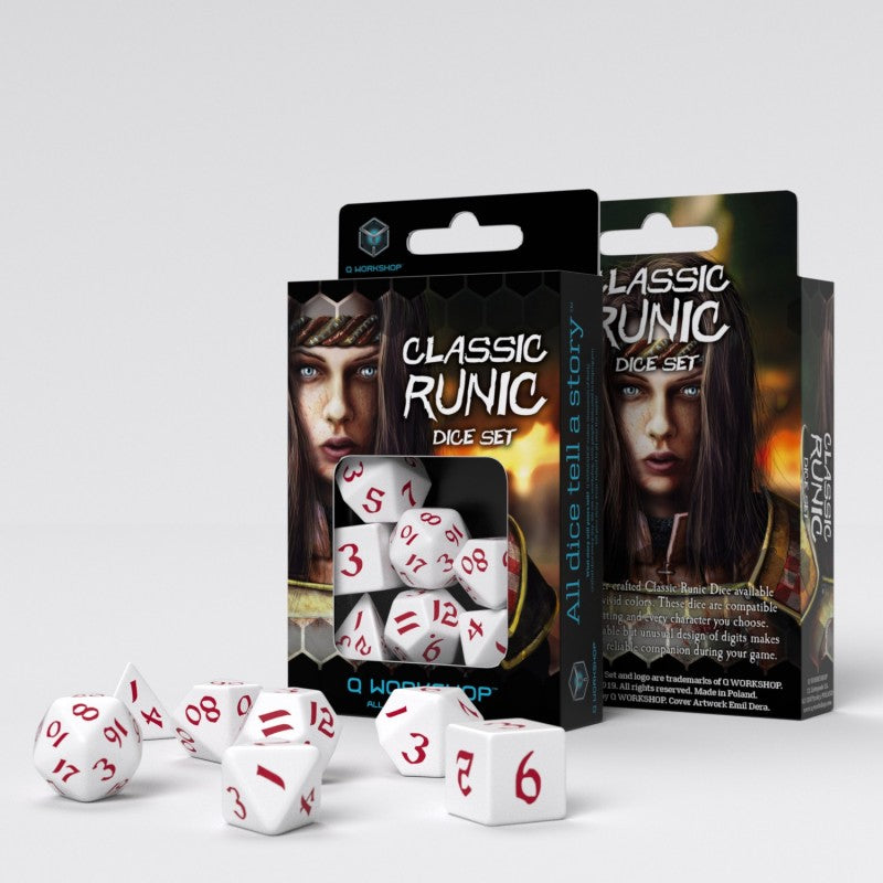 Classic Runic White & red Dice Set (Preorder)