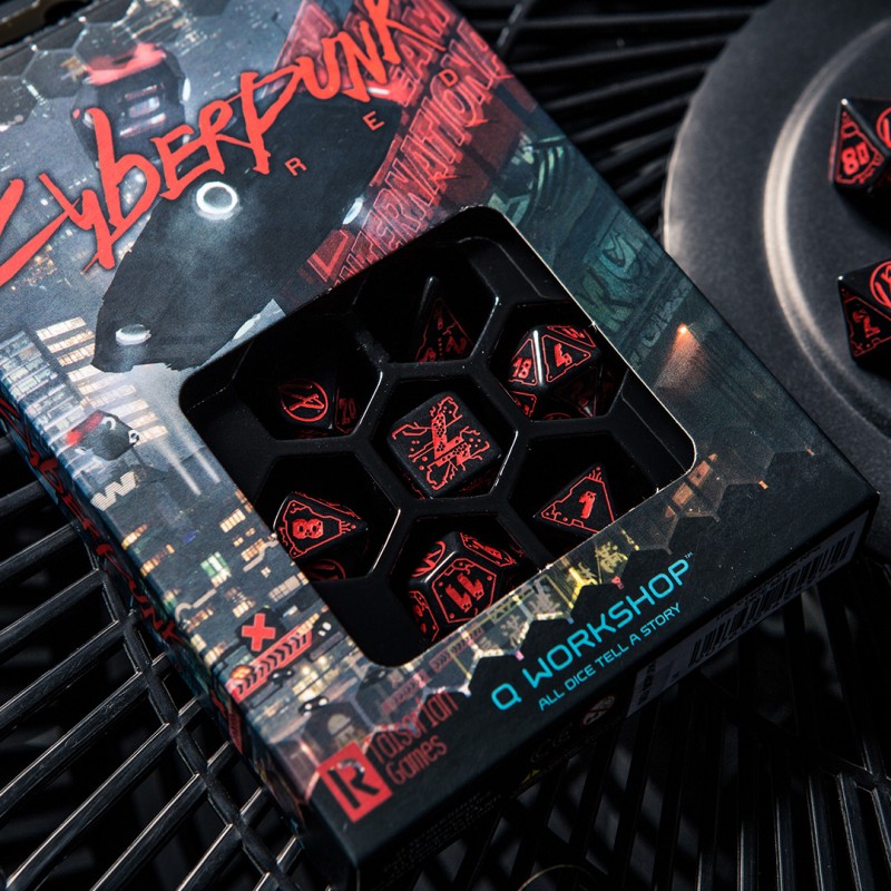 Cyberpunk Red Dice Set - Blood over Chrome (Preorder)
