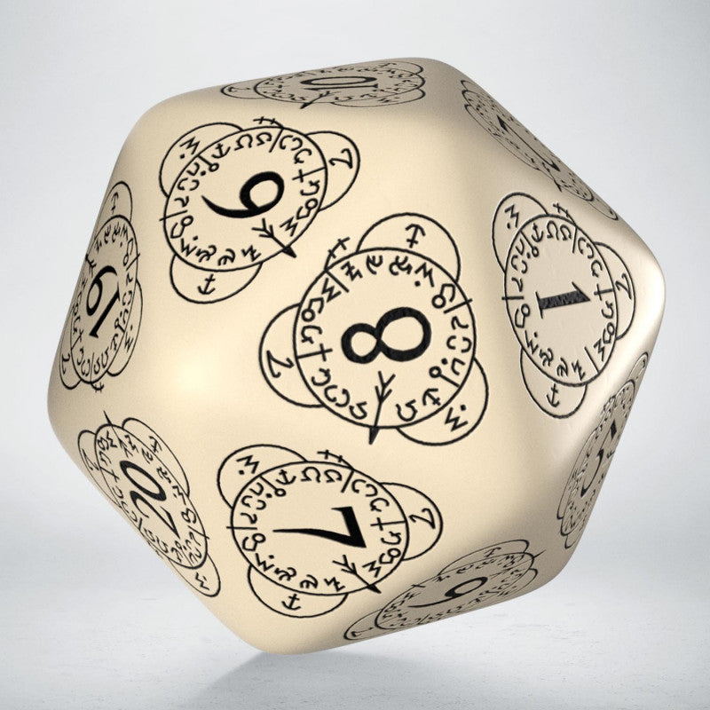 D20 Level Counter Beige & black Die  (Preorder)