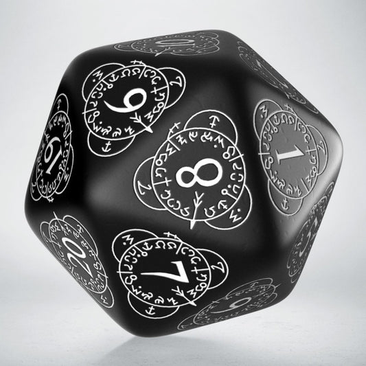 D20 Level Counter Black & white Die (Preorder)