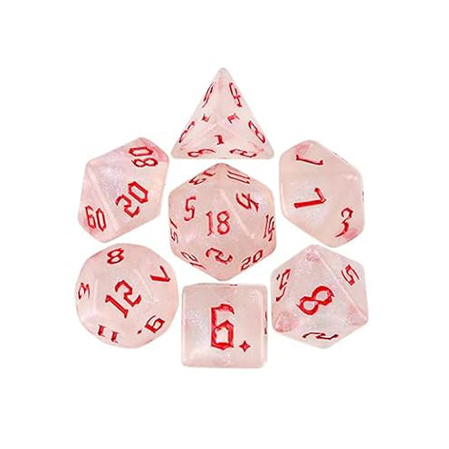混色閃亮星光骰子 - 白玉粉紅色（附骰袋）