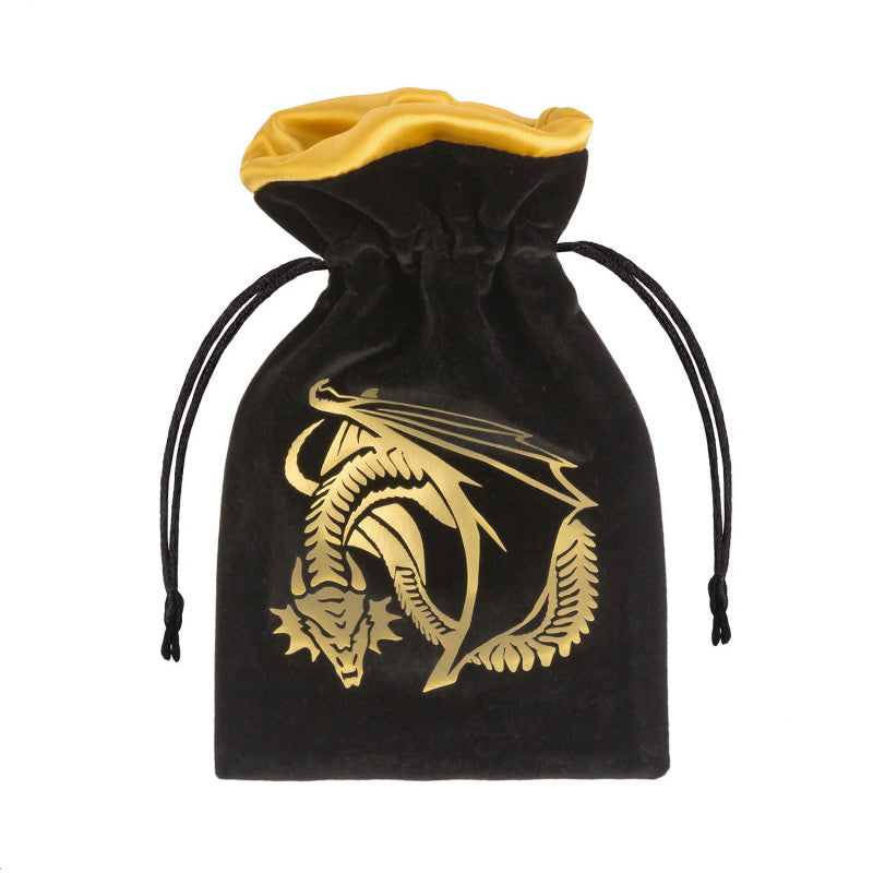 Dragon Black & golden Velour Dice Bag (Preorder)