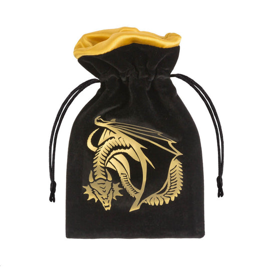 Dragon Black & golden Velour Dice Bag (Preorder)