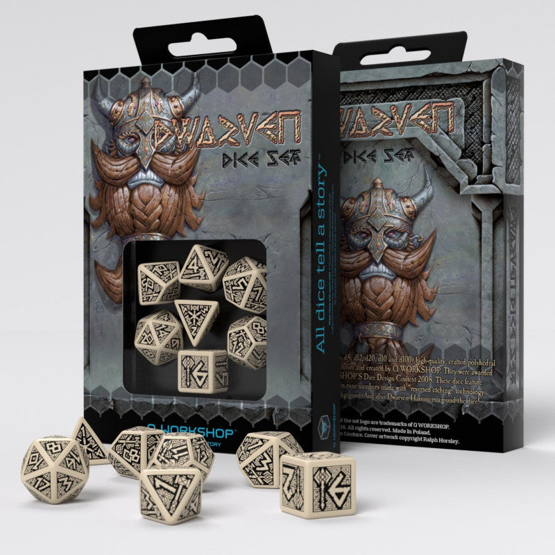 Dwarven Beige & black Dice Set (Preorder)