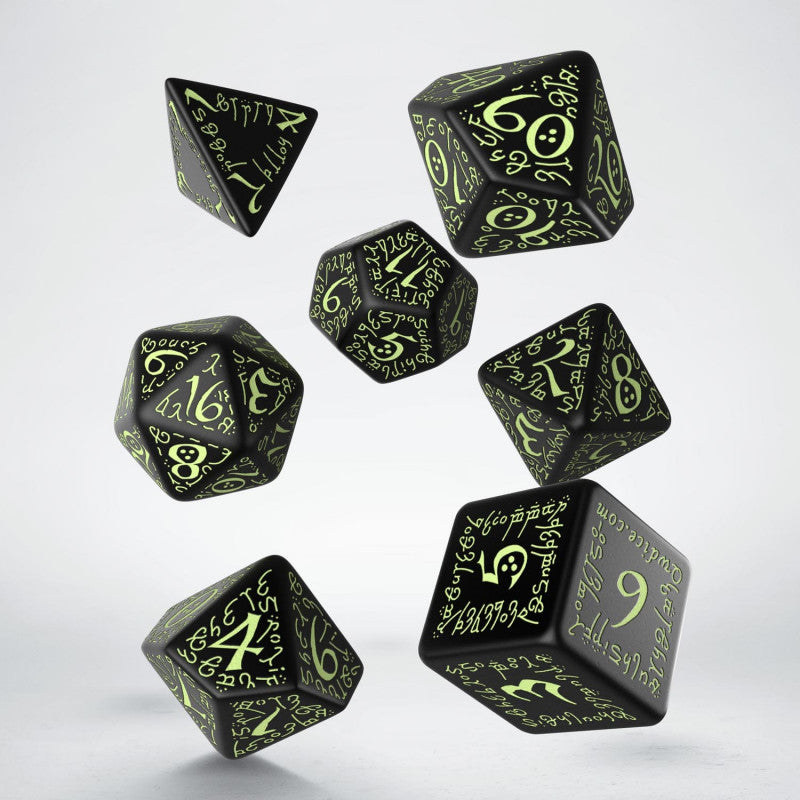 Elvish Black & glow-in-the-dark Dice Set (Preorder)