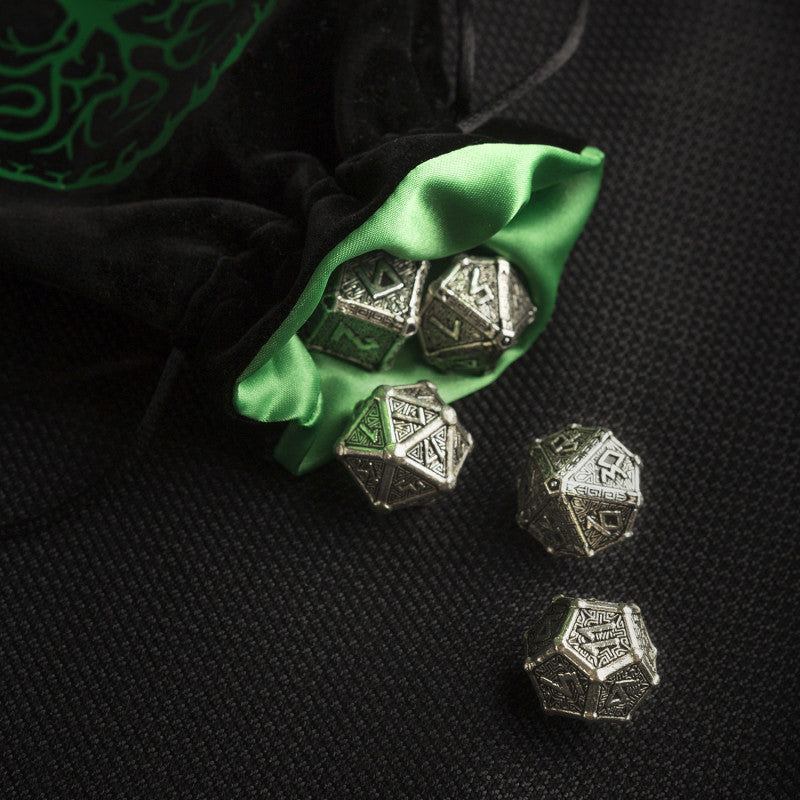 Forest Black & green Velour Dice Bag (Preorder)