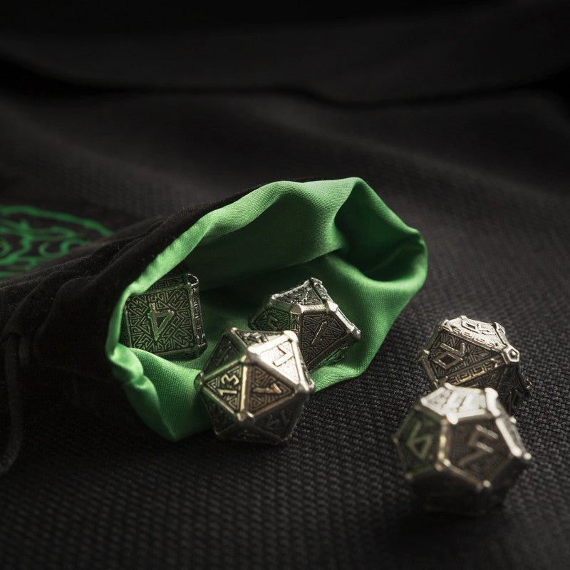 Forest Black & green Velour Dice Bag (Preorder)