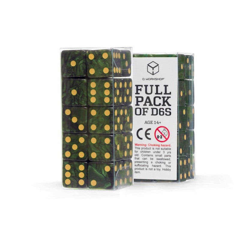 Full Pack of D6s: Bottle green & Gold (Preorder)