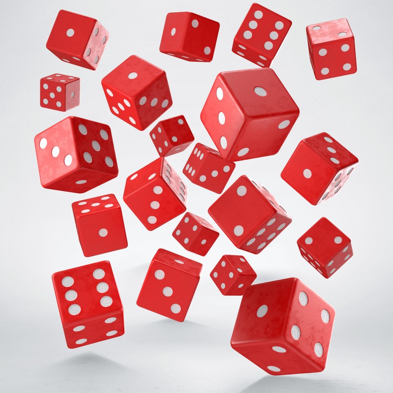 Full Pack of D6s: Red&White (Preorder)