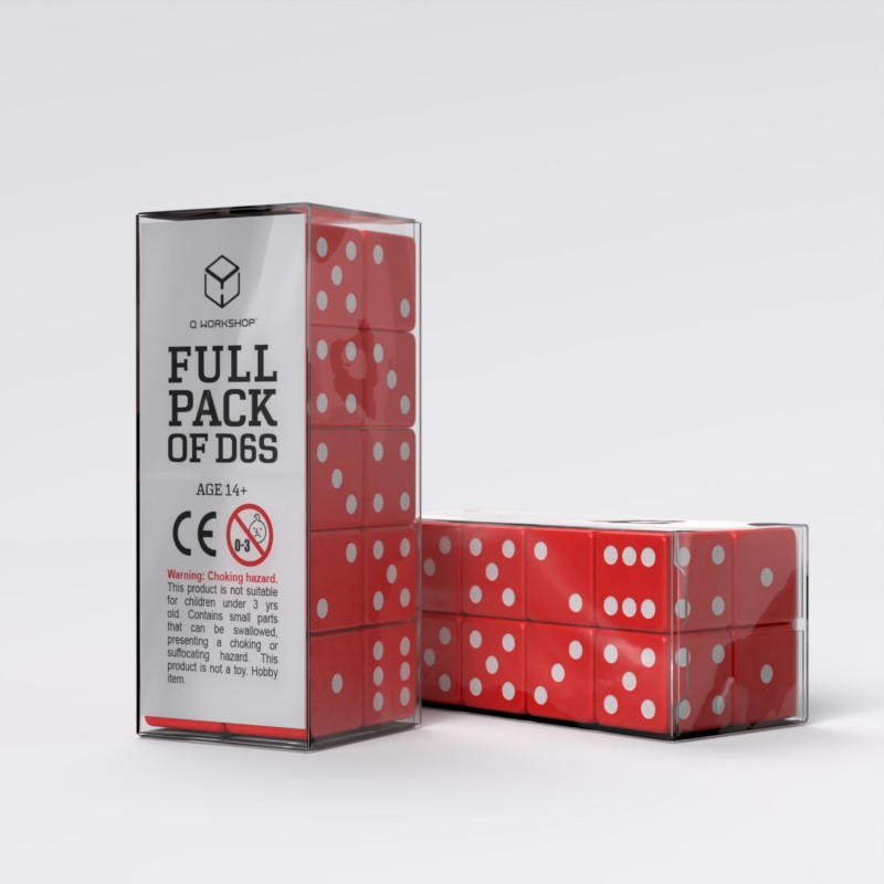 Full Pack of D6s: Red&White (Preorder)