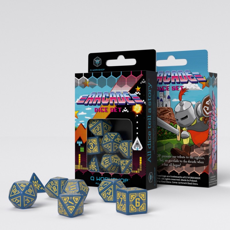 Arcade Blue & yellow Dice Set (Preorder)