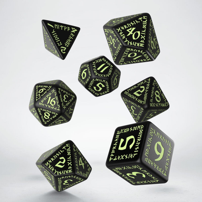 Runic Black & glow-in-the-dark Dice Set (Preorder)